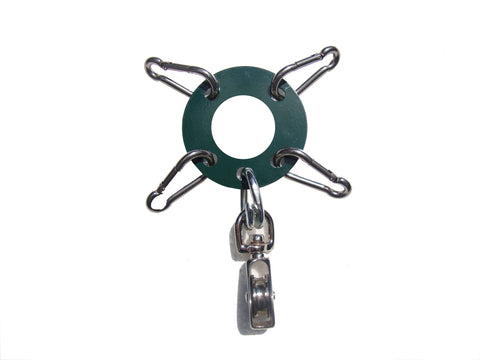 Heavy Duty 1/8th steel- Antenna Guy Ring w/ 4 Zinc Clips + Zinc Plated Pulley - Green. FREE SHIPPING WITHIN THE U.S.!