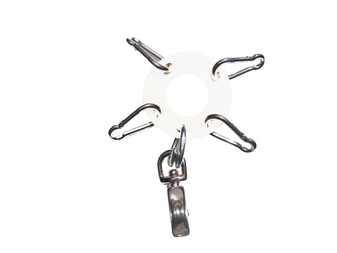 Heavy Duty 1/8th steel- Antenna Guy Ring w/ 4 Zinc Clips + Zinc Plated Pulley - White FREE SHIPPING WITHIN THE U.S.!