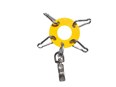 Heavy Duty 1/8th"  Steel - Antenna Guy Ring w/ 4 Stainless Steel Clips + Zinc Plated Pulley - Yellow FREE SHIPPING WITHIN THE U.S.!